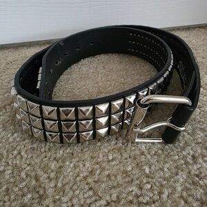 Studded Black Leather Belt Size 34